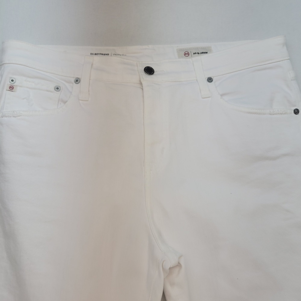 AG Adriano Goldschmied Ex-Boyfriend Jeans Womens 32 White Slouchy Slim Denim - Picture 2 of 12